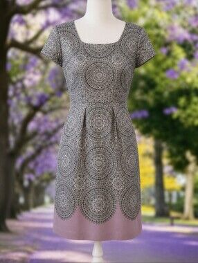 New Limited Dress Black Lilac  Sheath Mini Square Neck Cap Sleeves NWT Sz 8